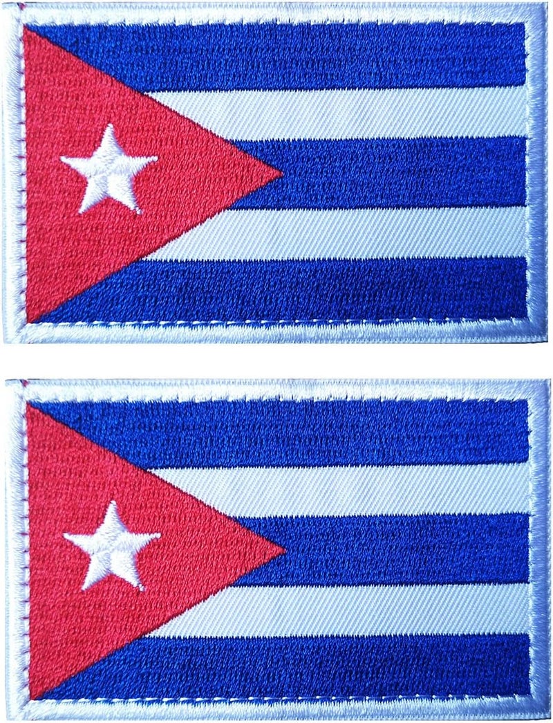 AliPlus 2 PCS Cuba Flag Patches Embroidered Tactical Military Morale Patch Applique Fastener Hook and Loop - Image 1